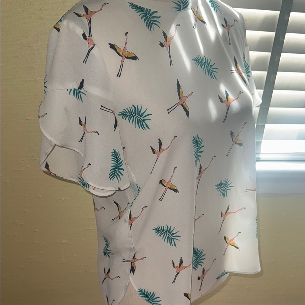 Loft| Flutter Sleeve Print Blouse - image 8